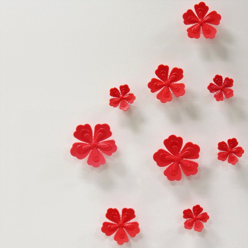 牡丹壁画花群 赤 - ウォールデコ・壁紙 - プラスチック レッド