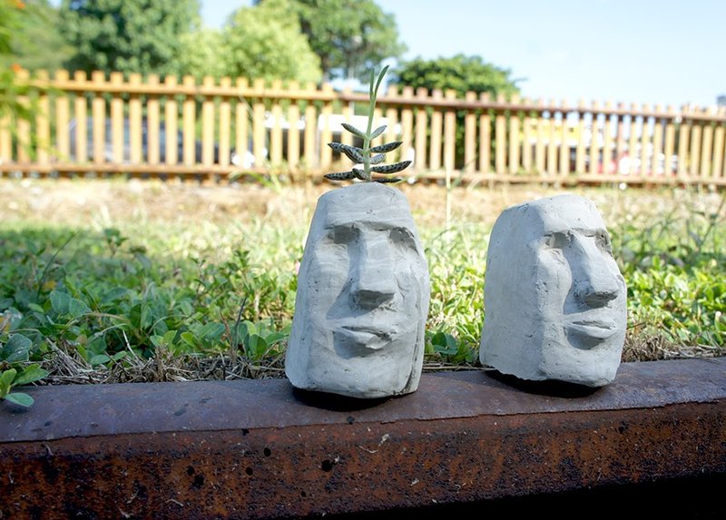 Moai small pots - ตกแต่งต้นไม้ - ปูน สีเทา