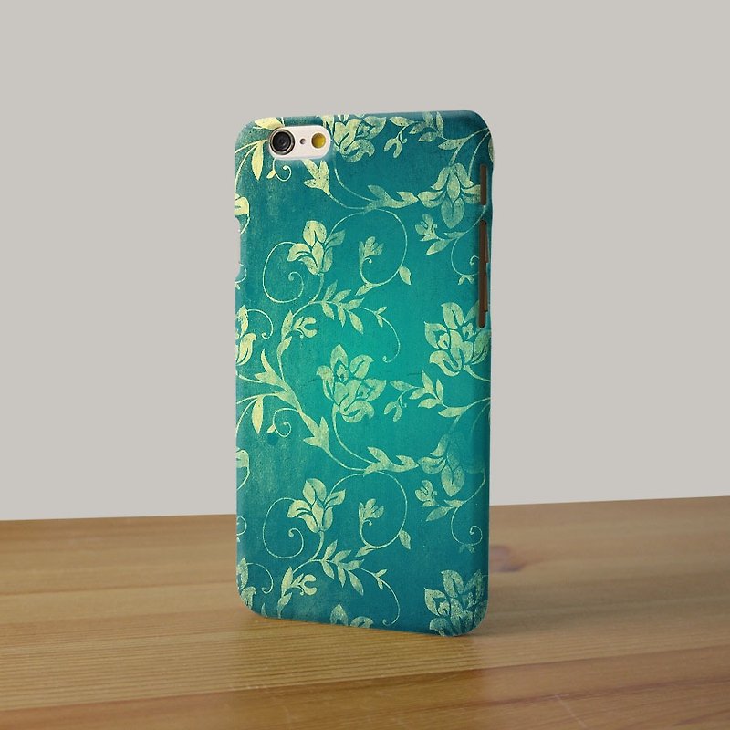Flower pattern aqua green leaves 17 3D Full Wrap Phone Case, available for  iPhone 7, iPhone 7 Plus, iPhone 6s, iPhone 6s Plus, iPhone 5/5s, iPhone 5c, iPhone 4/4s, Samsung Galaxy S7, S7 Edge, S6 Edge Plus, S6, S6 Edge, S5 S4 S3  Samsung Galaxy Note 5, Not - Other - Plastic 