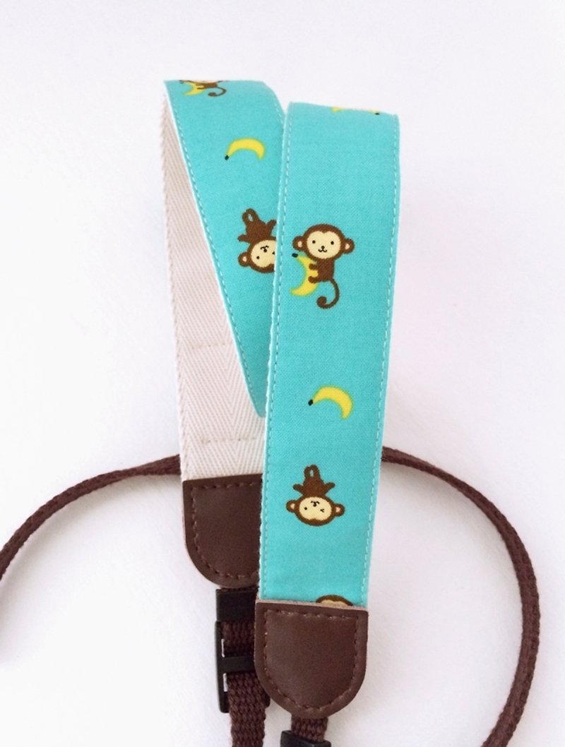 小猴子相機背帶 - 證件套/卡套 - 棉．麻 綠色