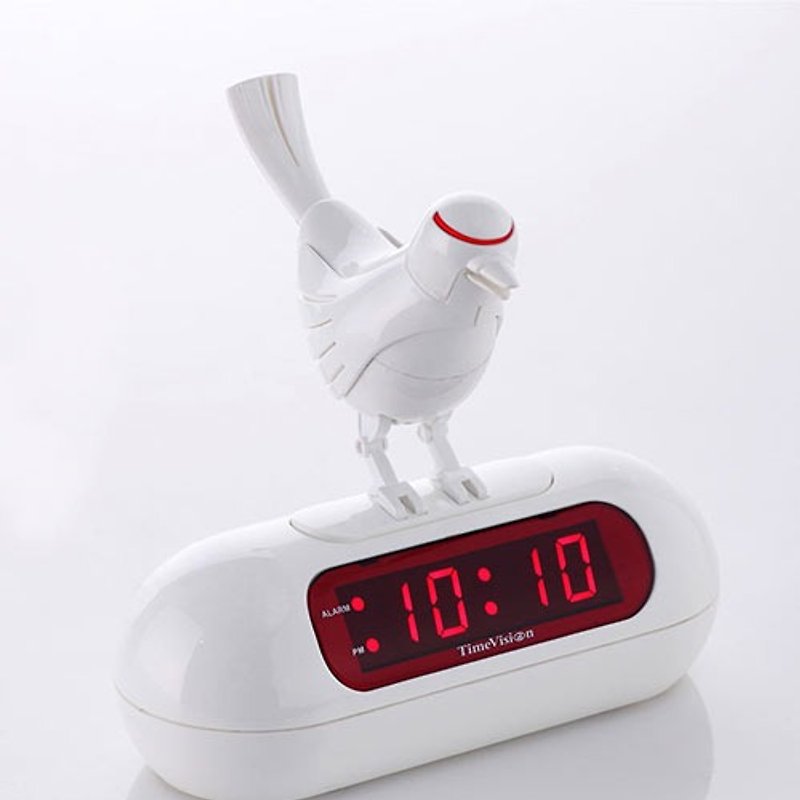 【Time Vision】叢林鳥電子鬧鐘 - 時鐘/鬧鐘 - 塑膠 白色