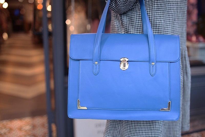 Faith blue full leather bag - Messenger Bags & Sling Bags - Genuine Leather 