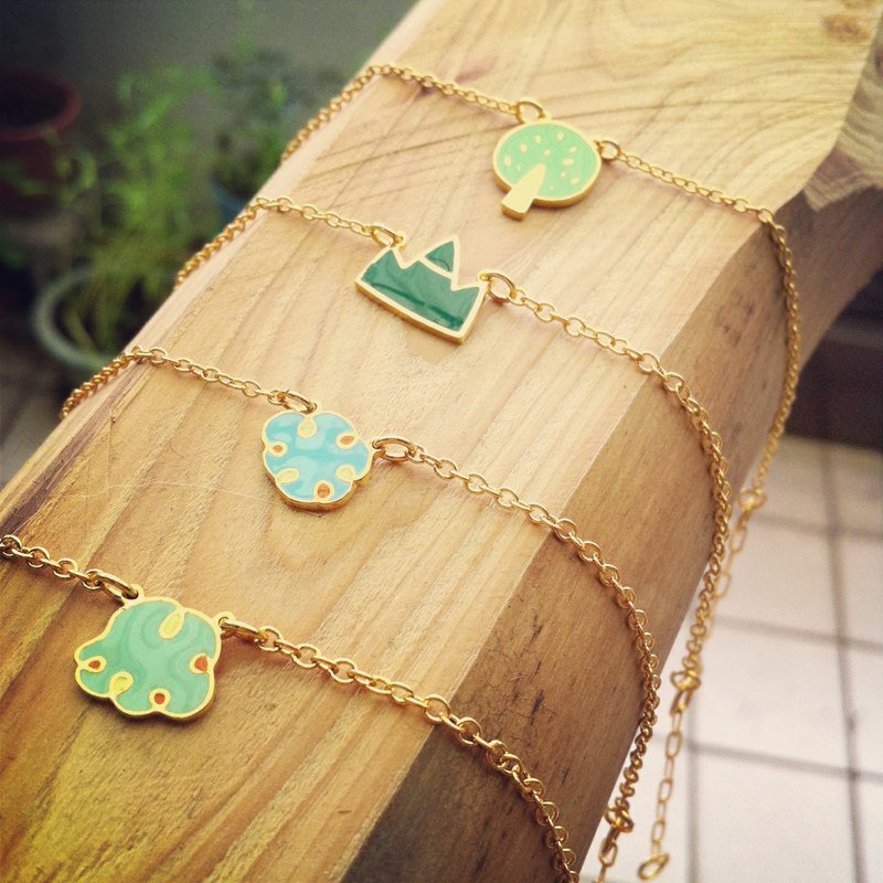 Palette clouds / Green Mountain / tree ☉ Bracelet - สร้อยข้อมือ - โลหะ หลากหลายสี