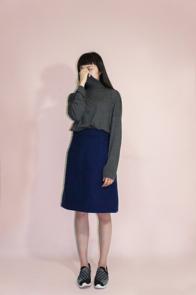 Zhang blue, waist A word was thin Skirt, Hand Limited - Skirts - Cotton & Hemp Blue