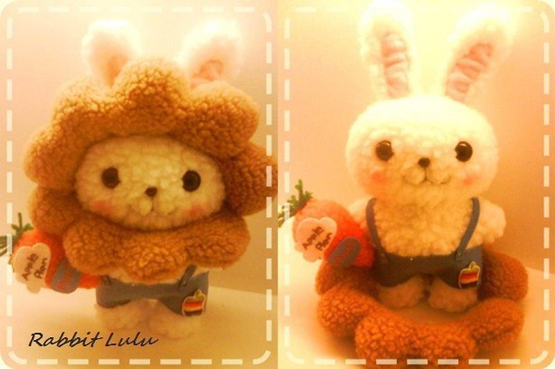 RABBIT LULU Rabbit Doll Superman Frog Bear Piglet Lion Rabbit Pure Hand-stitched Custom - ตุ๊กตา - วัสดุอื่นๆ สีเขียว