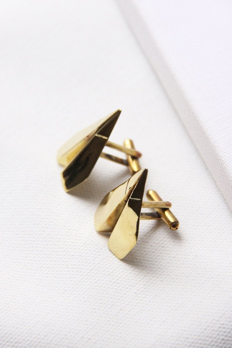 Origami plane cufflinks by Linen jewelry - Cuff Links - Copper & Brass Gold