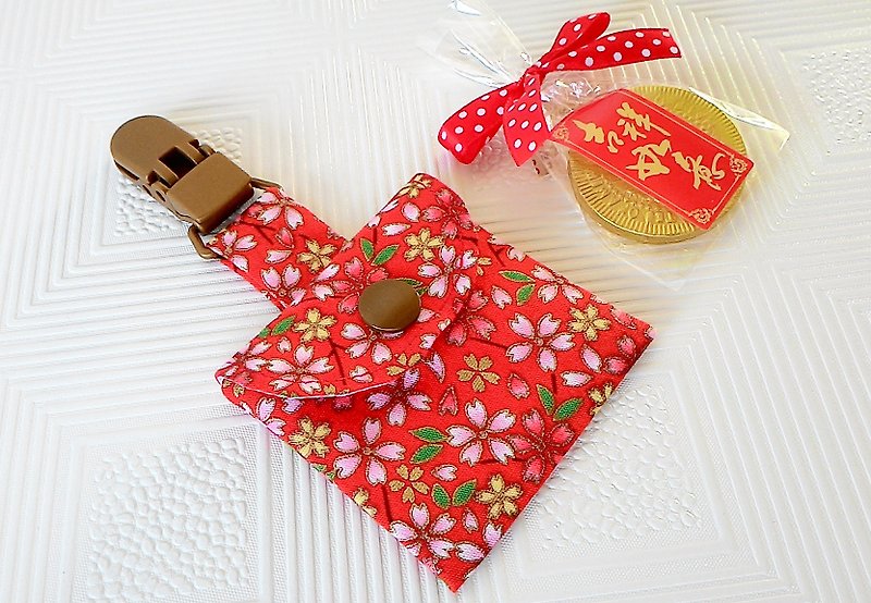 Sakura x elite peace symbol bag / pocket clip amulets (Limited free transport) - Bibs - Cotton & Hemp Red