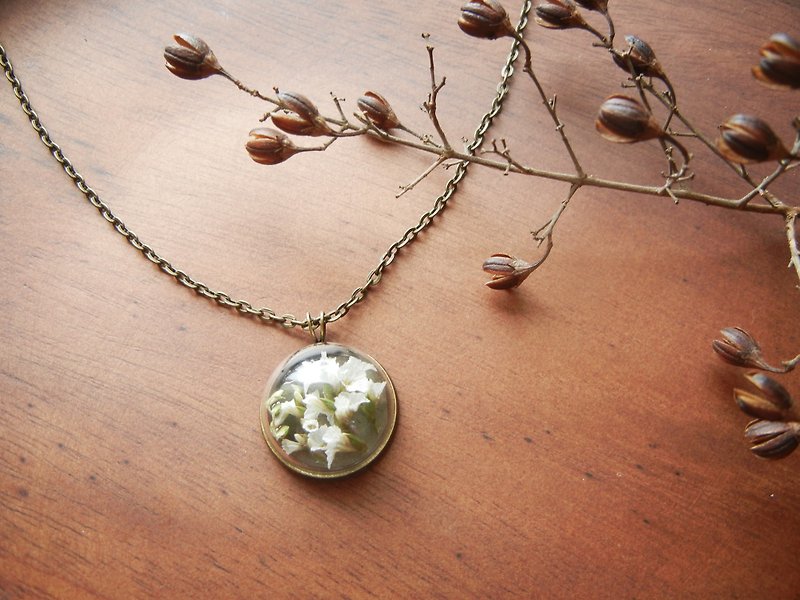 *coucoubird*half cover glass crystal flower necklace - white crystal flower / bronze - Necklaces - Glass White