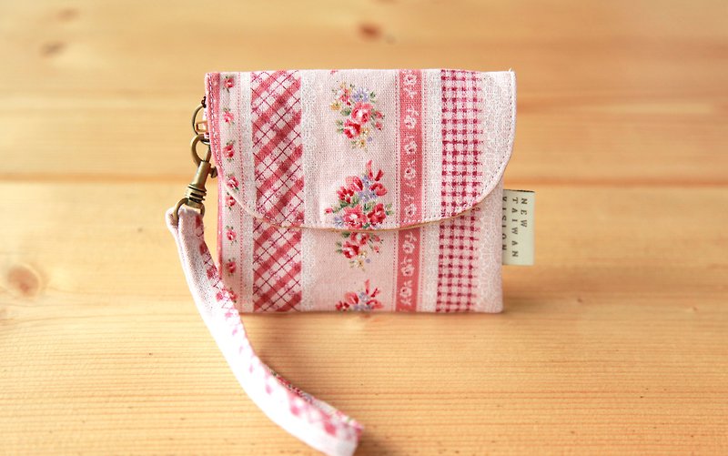 【Short wallet purse】 gift selection - temperament flowers - Wallets - Other Materials Pink