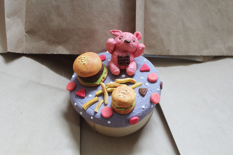 [Moses's warehouse] bunny burger round cake box glove box - Items for Display - Cement Red