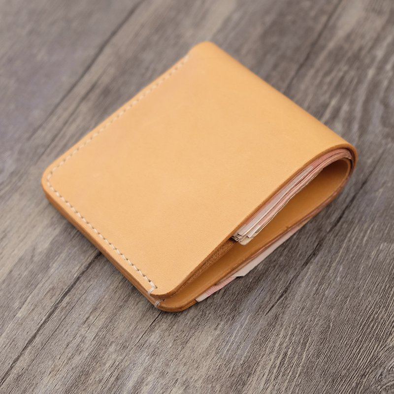 Handmade vegetable tanned leather wallet - Wallets - Genuine Leather Gold