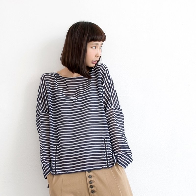 Sailor blue striped cotton shirt Qingshu - Other - Other Materials Blue
