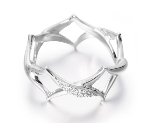 Majade Jewelry Design 純銀交叉戒指 個性925銀飾寬版戒指 創新純銀戒指 質感鑽石銀戒