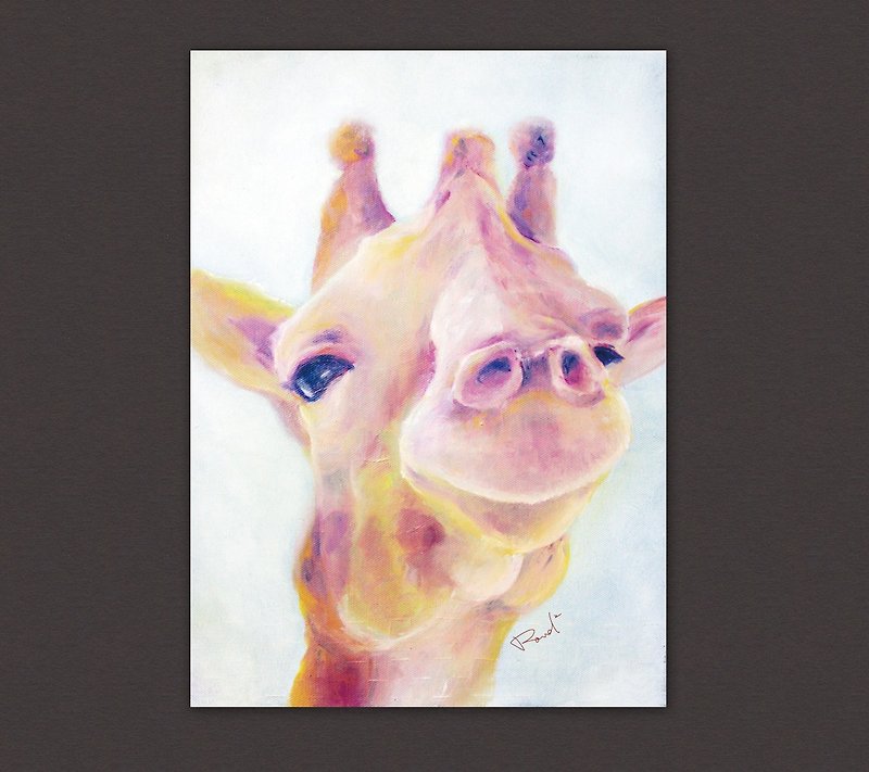 Smile animal series postcard - pink giraffe - การ์ด/โปสการ์ด - กระดาษ 