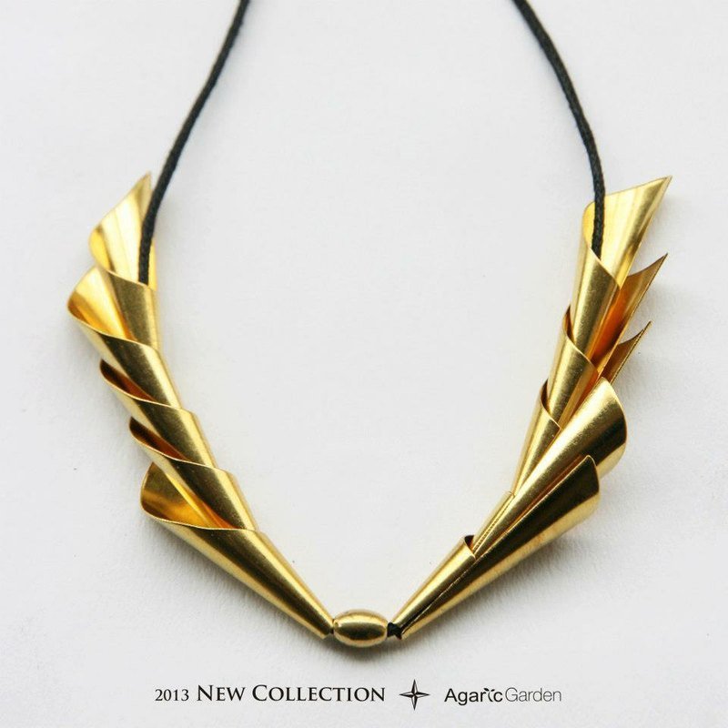 ◣ ◢ geometry wings crown necklace - สร้อยคอ - โลหะ 