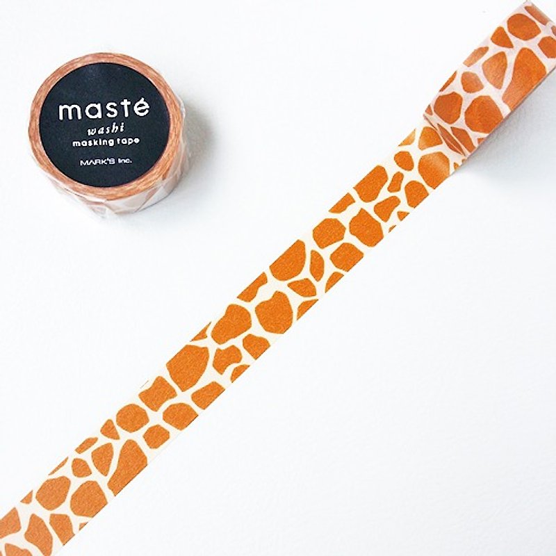 maste 和紙膠帶 Multi．Nature【長頸鹿(MST-MKT64-A)】 - 紙膠帶 - 紙 咖啡色