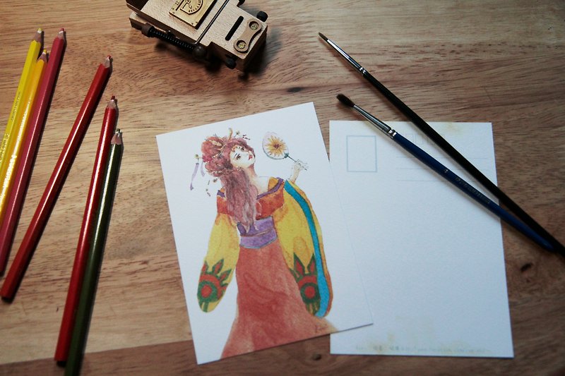 Ancient costume hero and concubine postcard - Cards & Postcards - Paper Orange
