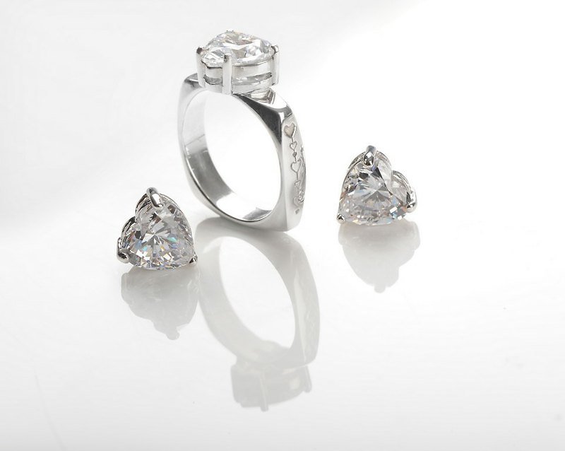 She Shines [heart] love --925 Love Silver Stone Ring - General Rings - Gemstone Gray