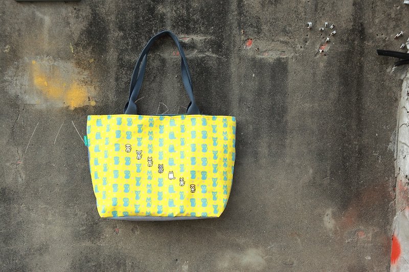 [Tote Bag-Large] Yellow Cat-Handmade Limited Product - Messenger Bags & Sling Bags - Other Materials Yellow