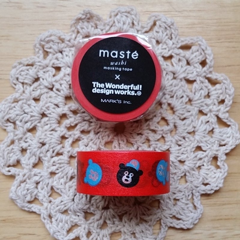 maste and paper tape COLLABO joint series【Wonder Bear(MST-MKT26-RE)】 - Washi Tape - Paper Red