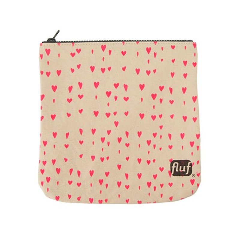 【加拿大Fluf有機棉】拉鍊包--(滿天心) 禮物 女生禮物 - 化妝包/收納袋 - 棉．麻 粉紅色