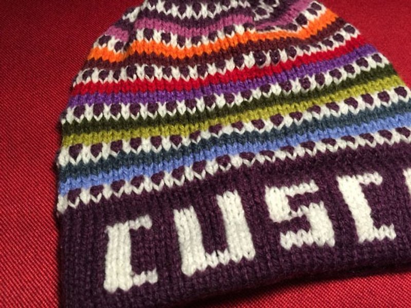 Cusco style woolen hat-purple - ผ้าพันคอ - วัสดุอื่นๆ สีม่วง