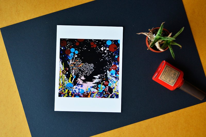藝術明信片 - 小小隊伍 幾何 魚 植物 星星 水草 海底世界 植物 - 心意卡/卡片 - 紙 多色