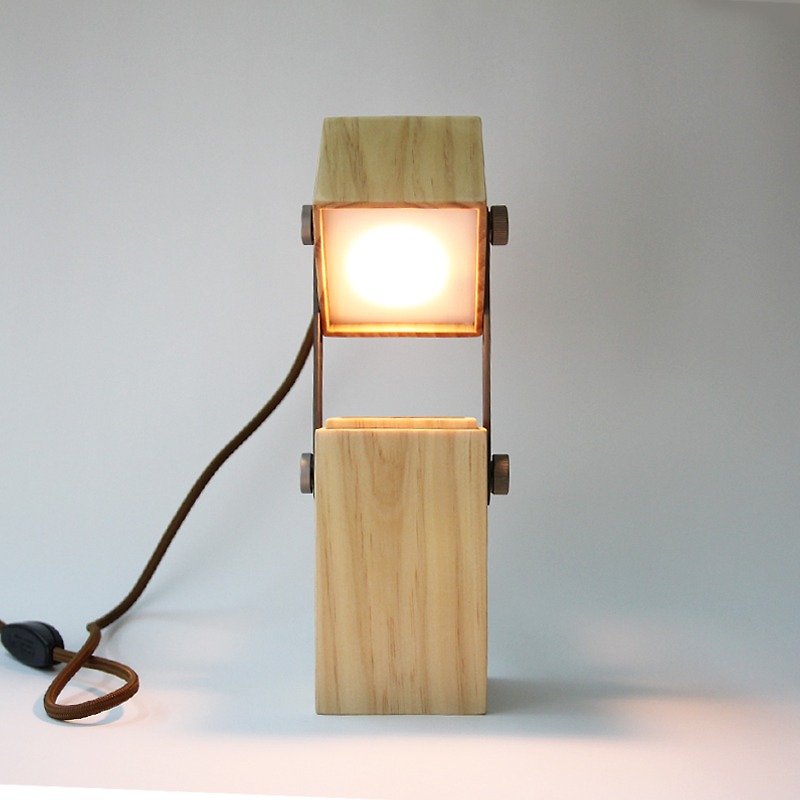 Soyee own LED Cube Light Pine - Brown braided wire - Lighting - Acrylic Yellow