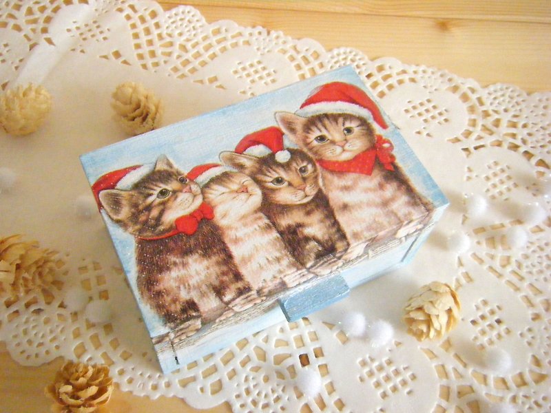 ［限量］聖誕貓咪收納盒/小抽屜/貓鬍鬚盒 - 居家收納/收納盒/收納用品 - 木頭 多色