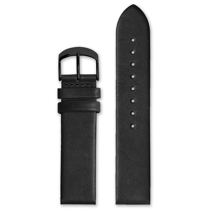 HYPERGRAND皮革錶帶 - 20mm - 黑色小牛皮(黑釦) - 女裝錶 - 真皮 黑色