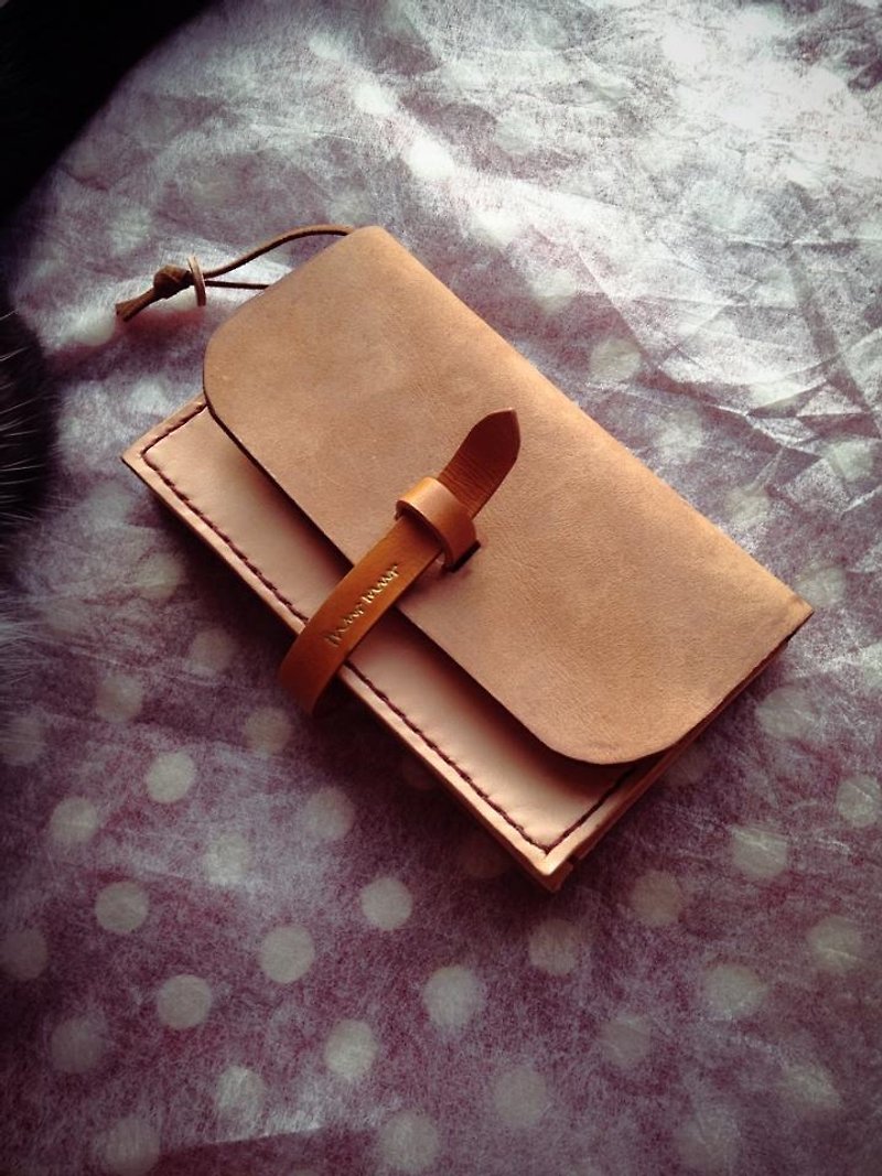 Good Nonaka hand stitched leather folder _ (lid changed Mocha) - กระเป๋าสตางค์ - หนังแท้ สีนำ้ตาล