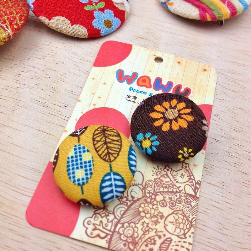WaWu exclusive designer handmade cloth badge - wind flowers forest - Brooches - Other Materials Gold