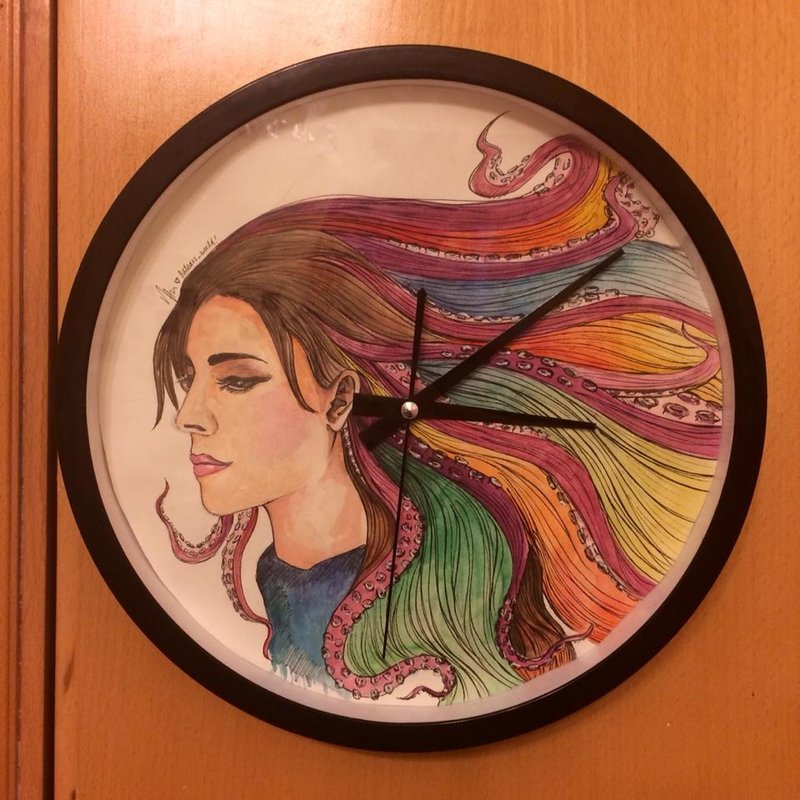 BatearsWorld watercolor painted clock - Clocks - Paper White