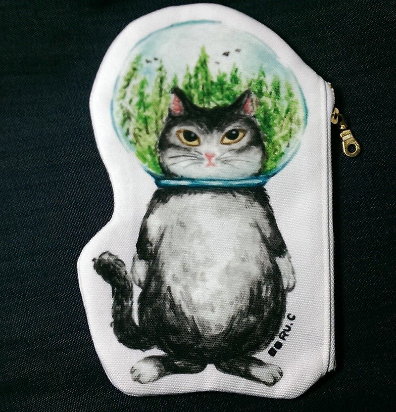 Cat in Forest Glass Bowl*Bag / Pencil Case - Toiletry Bags & Pouches - Other Materials Multicolor