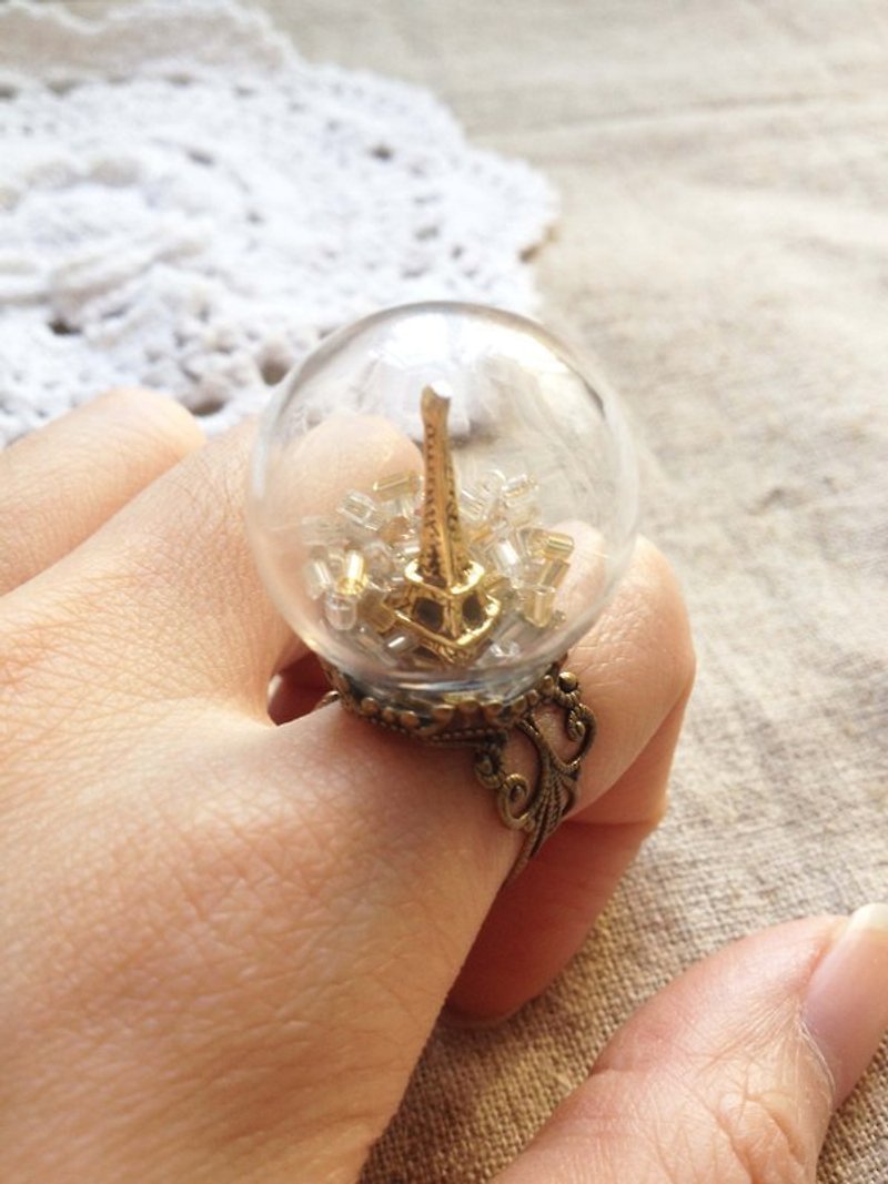 imykaka ★ ~ ☆ Jin Bali crystal ball ring - แหวนทั่วไป - แก้ว สีทอง