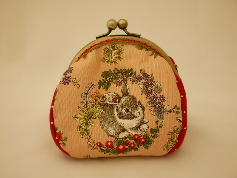 Forest picnic rabbit mouth gold purse - Coin Purses - Other Materials Red