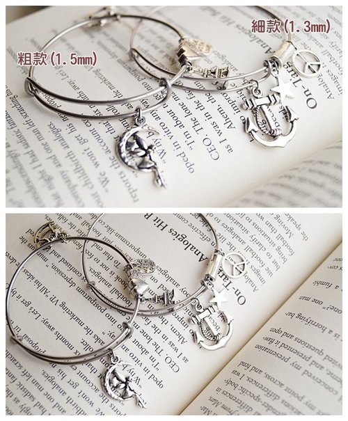 Heart with Heart Bangle (Heart and Heart) Bangle Bangle Bracelet Bracelet Stainless Steel Love - Bracelets - Other Metals Silver