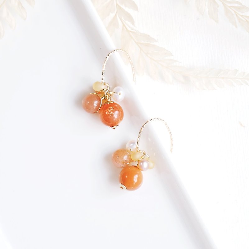 Light Jewelry Orange Juice Multi - Stone Earrings Crystal - ต่างหู - คริสตัล สีส้ม