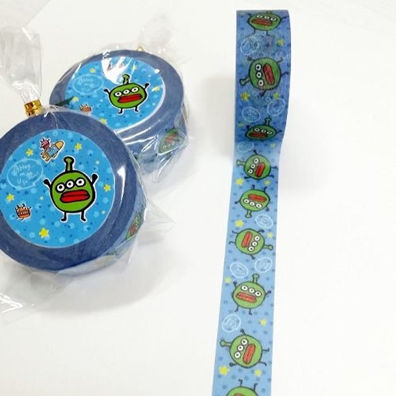 1212 play Design paper tape - three aliens - Washi Tape - Paper Blue