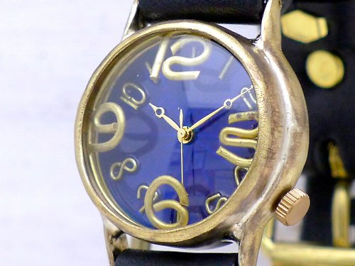 手作り時計 渡辺工房 Hand Craft Watch "Watanabe-KOBO" On Time-B 手作り時計 HandCraftWatch Men'sBrass32mmカラー文字盤BL フローティングインデックス(214B BL)