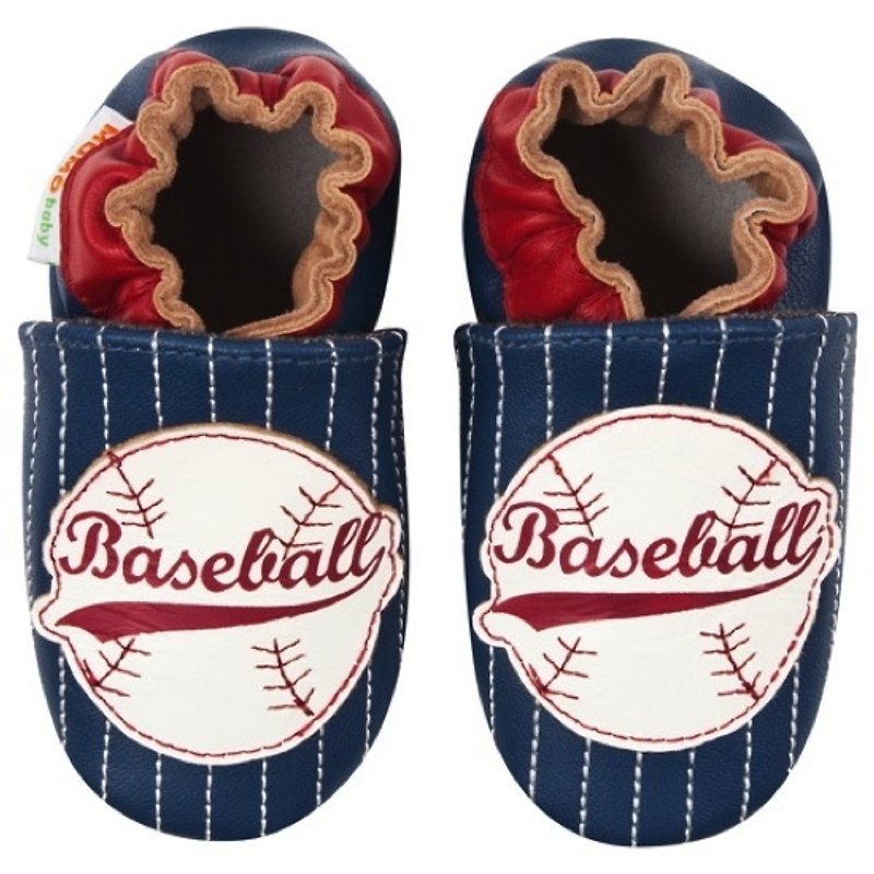 Momo Baby handmade leather toddler shoes - Baseball Navy blue baseball - Kids' Shoes - Genuine Leather Blue