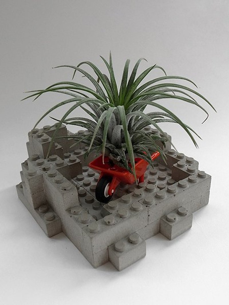 # 4 blocks cement platter - Plants - Cement Gray