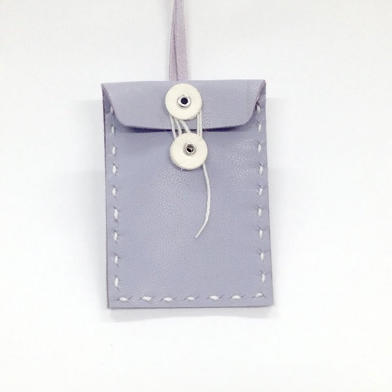 迷你皮革公文袋項鍊（粉紫色） - 項鍊 - 真皮 紫色