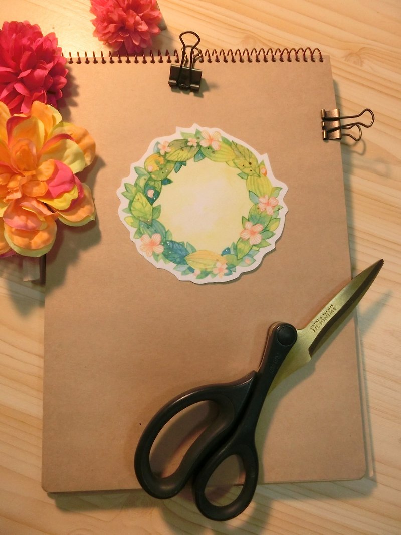Sensenxiu original hand account sticker-flower leaf circle (small) - สติกเกอร์ - กระดาษ 