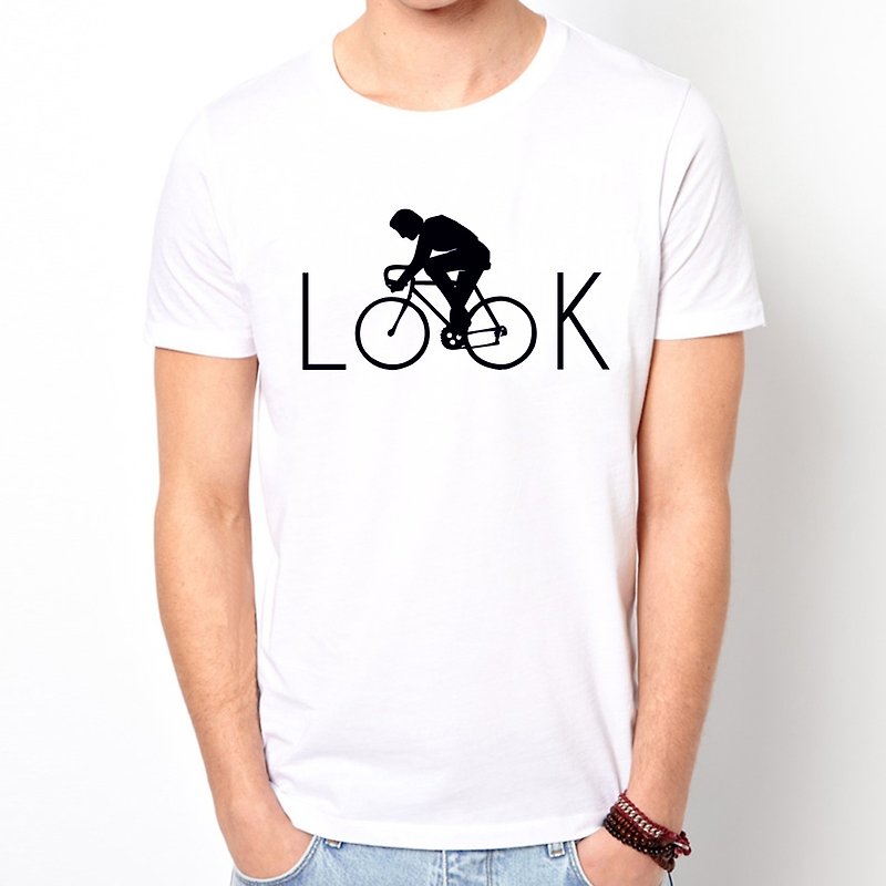 LOOK半袖Tシャツ2色自転車シングルスピードバイク温清アートデザインファッショナブルなテキストファッション - Tシャツ メンズ - コットン・麻 多色
