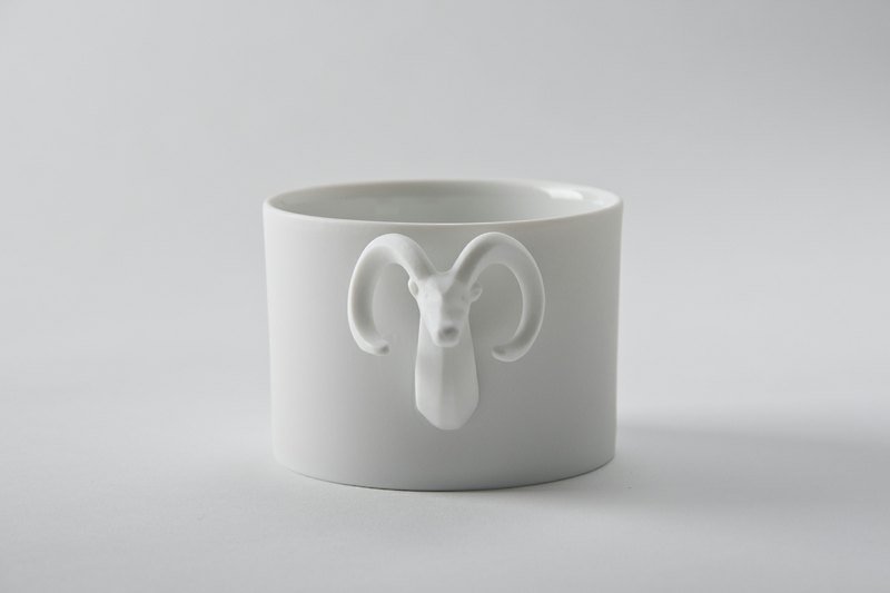 EZA 白瓷山羊馬克杯 Wild Sheep Multipurpose Cup - 咖啡杯 - 瓷 白色