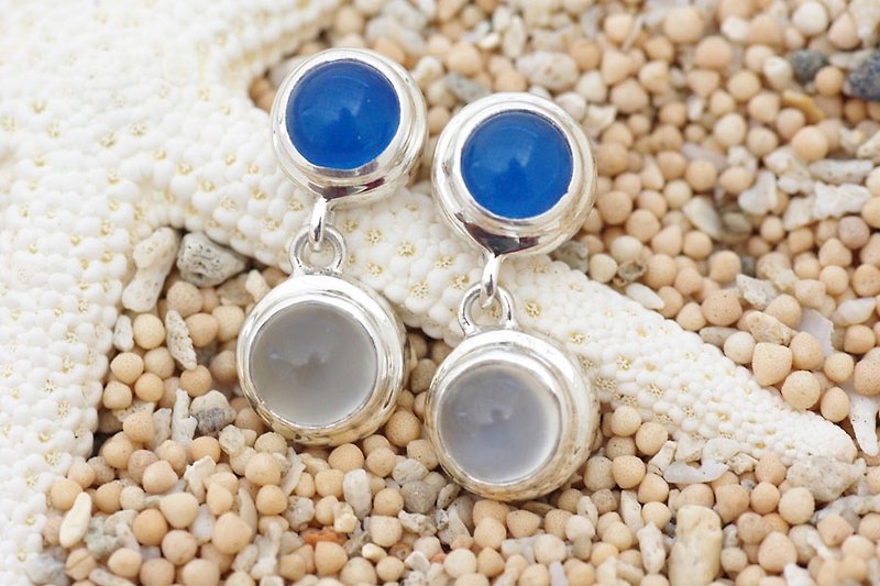 Earrings aquamarine and blue agate - Earrings & Clip-ons - Gemstone Blue