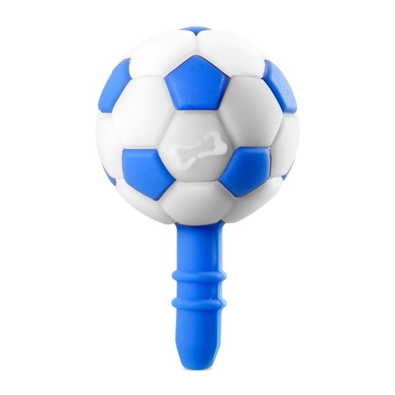 足球DIY耳機塞(深藍白) - 手機/平板支架 - 矽膠 白色