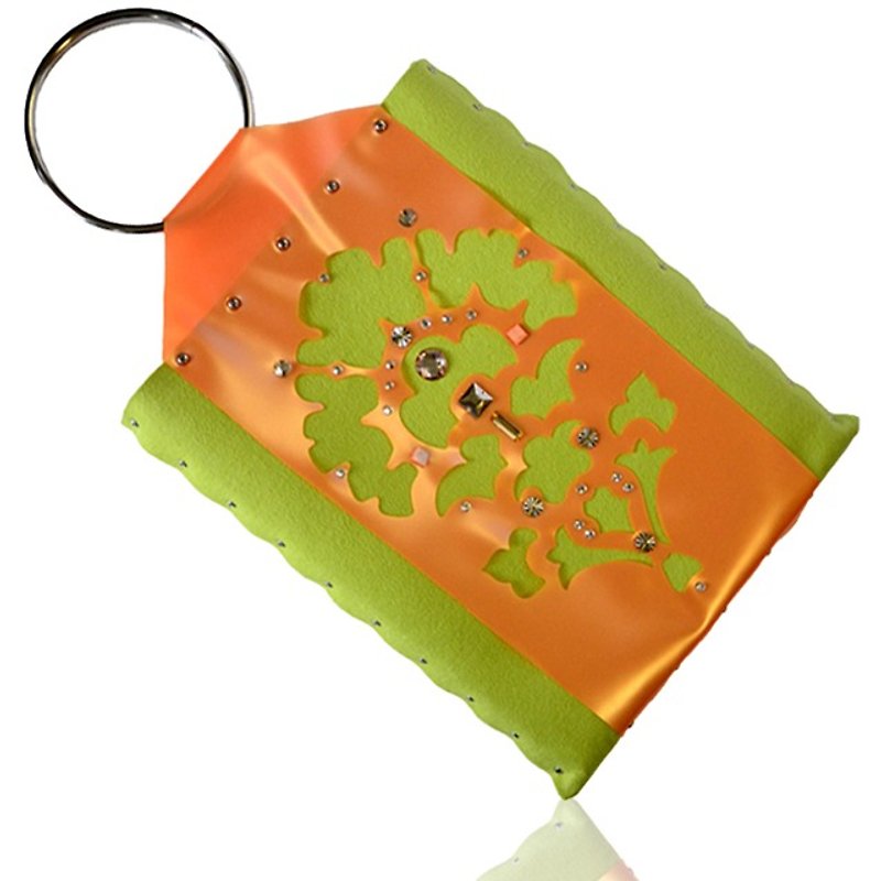 Thistle flower motif hand bag without stitch - กระเป๋าถือ - ไฟเบอร์อื่นๆ สีส้ม
