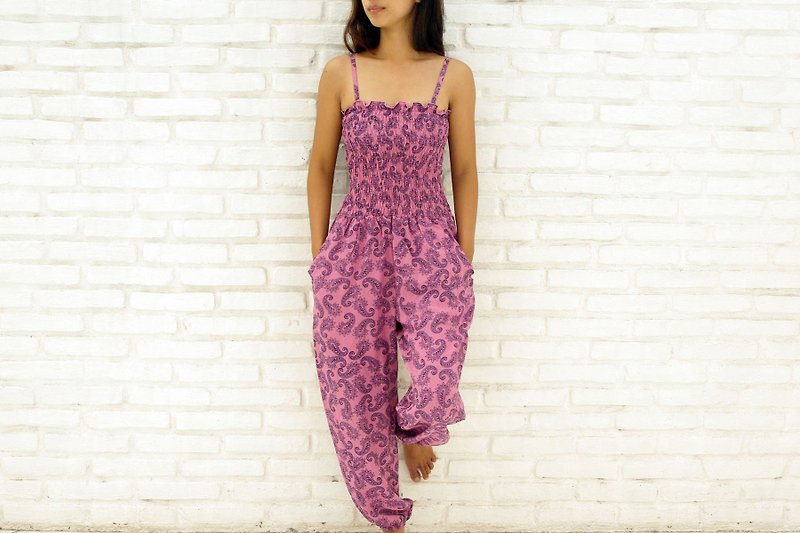 Paisley print jumpsuit <Pink> - อื่นๆ - วัสดุอื่นๆ สึชมพู